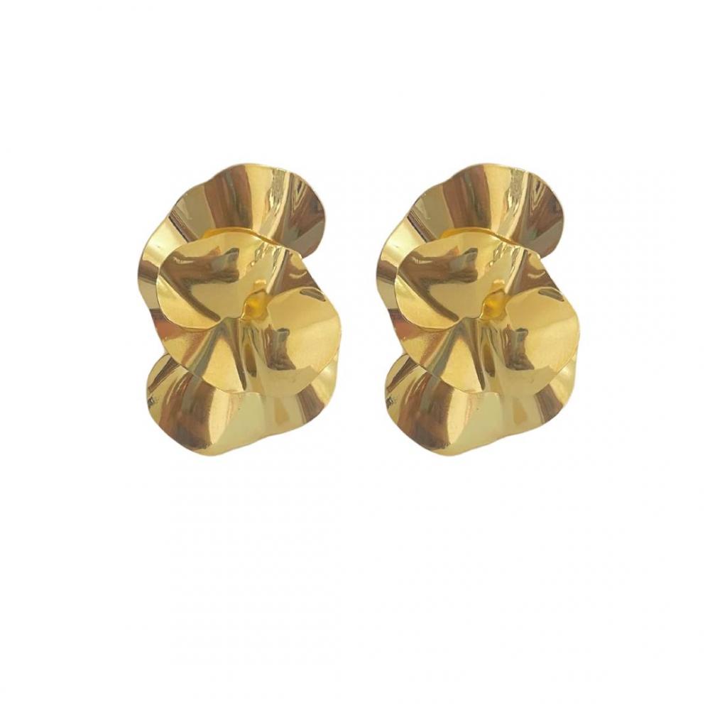 Brinco atemporal martelado Yara banhado a ouro 18k