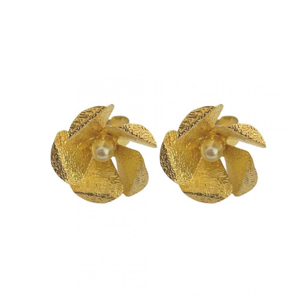 Brinco de flor Rosa banhado a ouro 18k