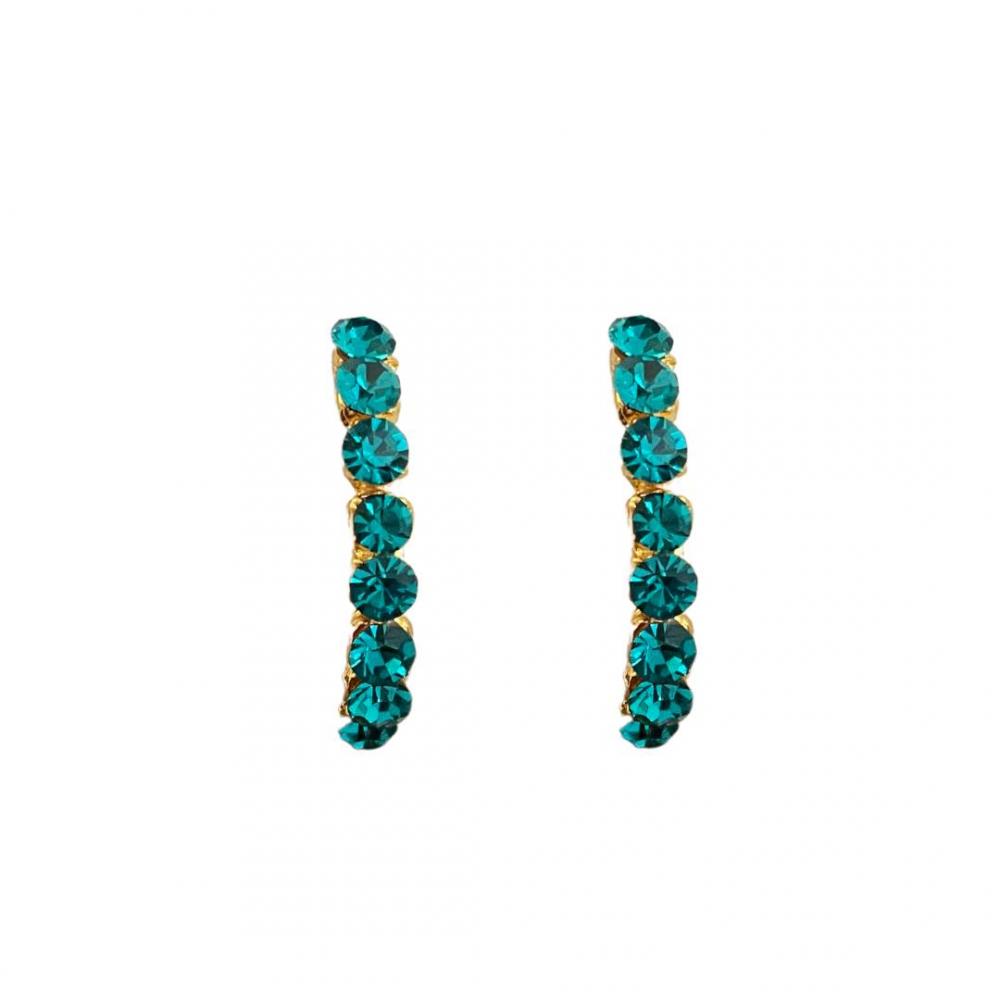 Brinco earhook com strass Nanda banhado a ouro 18k 
