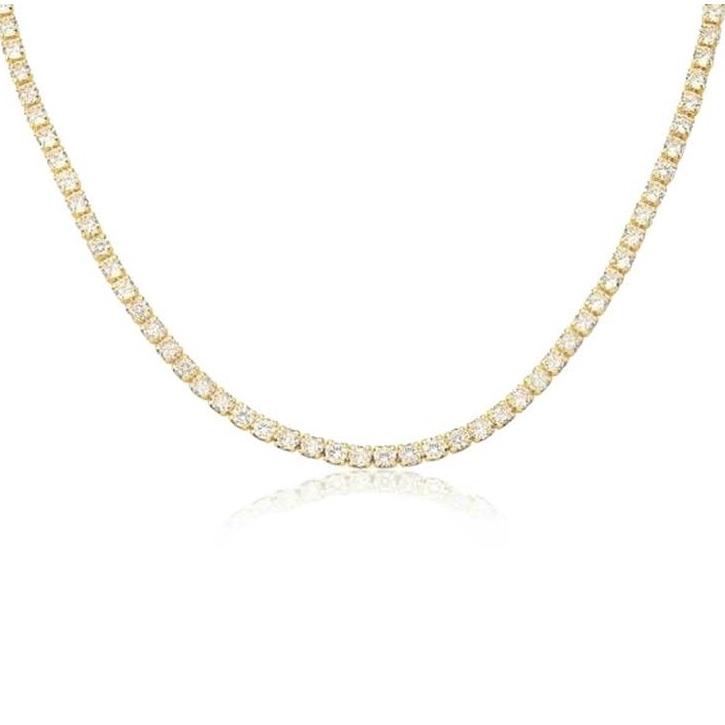Pulseira riviera Laura Cristal redonda média banhada a ouro 18k 