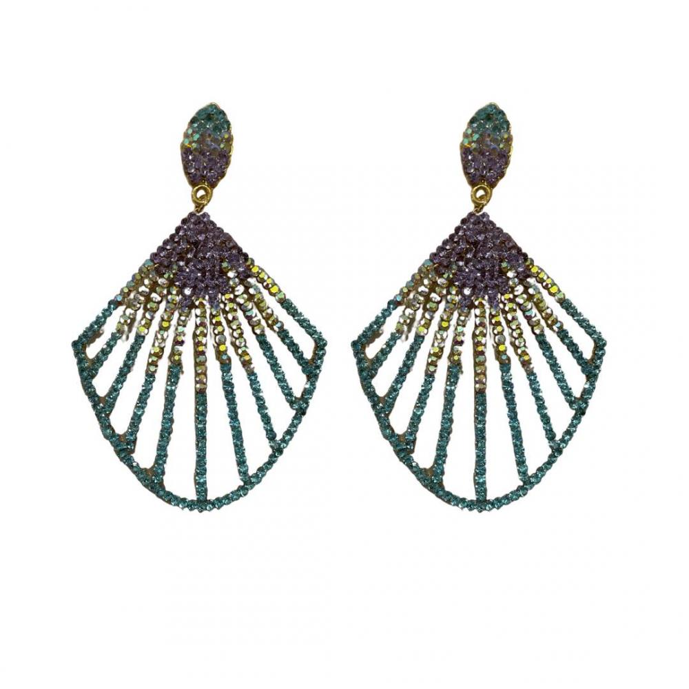 Brinco de strass banhado a ouro 18k 