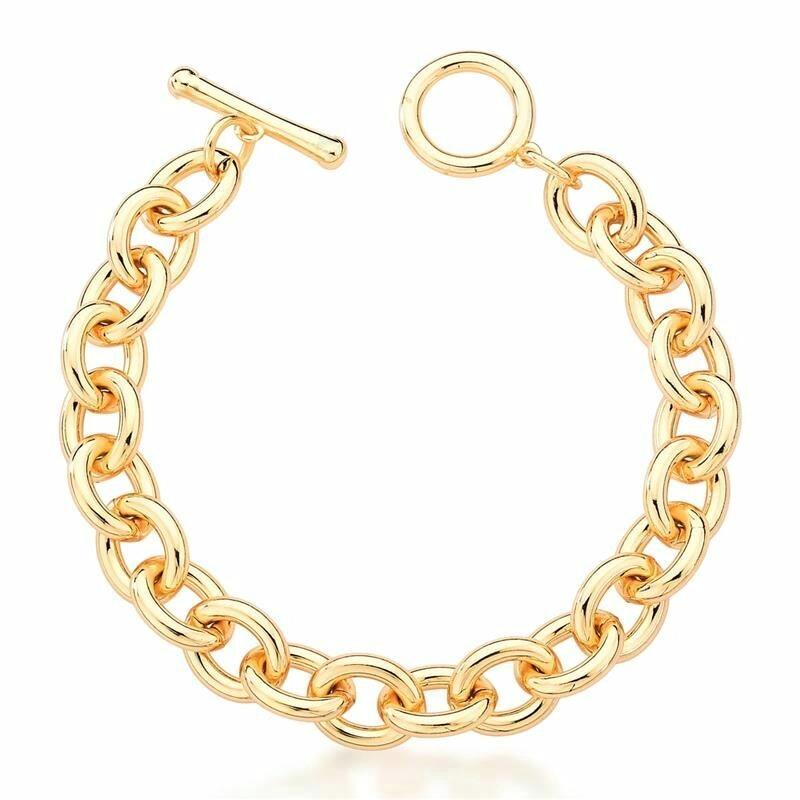 Pulseira de elo português com fecho T Valentina banhada a ouro 18k 