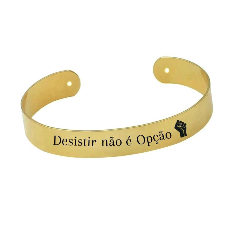 Bracelete grosso personalizado com frase e símbolo 