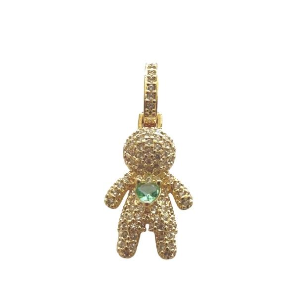 Pingente boneco cravejado filho banhado a ouro 18k
